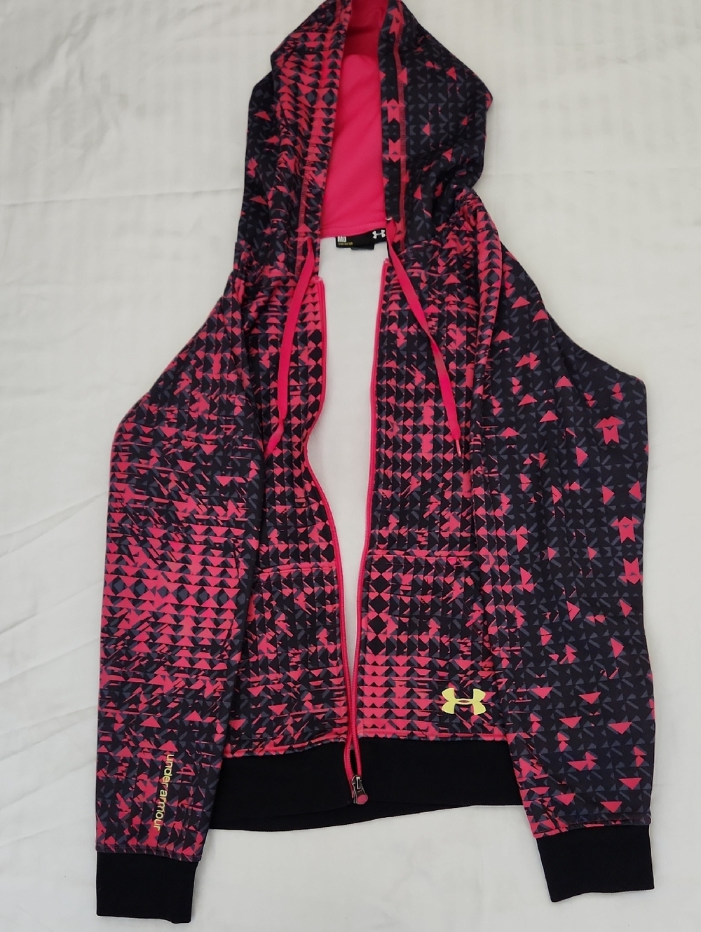 Under Armour Pink & Black Geometric Hooded Zip Jacket